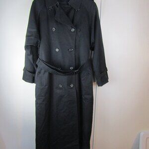 Burberry Vintage Long Trench Coat Black With Nova Check Pattern Size XXL For Men